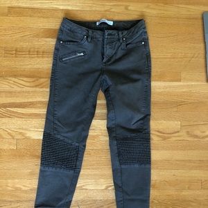Zara army green moto jeans
